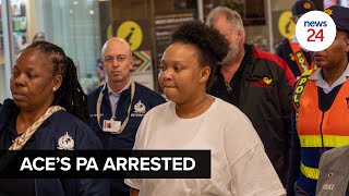 WATCH  Ace Magashule’s former PA arrives at OR Tambo International Airport [upl. by Cristabel817]