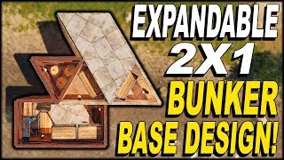 EXPANDABLE 2X1 BUNKER BASE  SOLODUO  RUST BASE DESIGN 2019  FULL TUTORIAL [upl. by Vashtee]