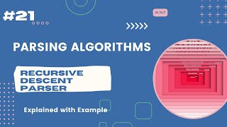 21  Parsing Algorithms  Recursive Descent Parser  NLP [upl. by Asilad]
