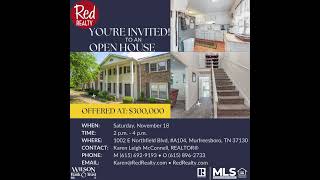 1002 E Northfield Blvd A104 Murfreesboro TN Open House This Saturday 111823 2PM4PM realtor [upl. by Anahsor]