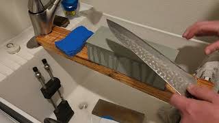 Sharpening Super Blue Tsunehisa Gyuto on King Neo 800 and natural Charnley Forest Stone [upl. by Stacey]