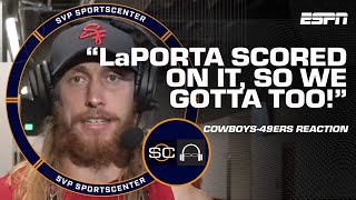 George Kittle reacts to Cowboys49ers BLOWOUT mimicking Sam LaPortas TD  SC with SVP [upl. by Kajdan]