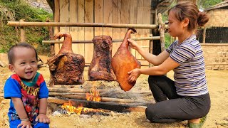 Single mother Process of making smoked meat  How to make amp preserve  cooking with son [upl. by Eesyak552]