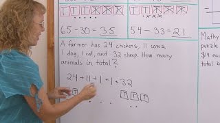 Add and subtract 2digit numbers without regrouping 1st grade math [upl. by Ytinav]