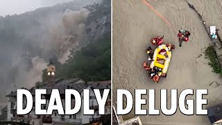 Apocalyptic flooding devastates northern Italy and Switzerland killing 7 as hundreds evacuated [upl. by Allayne]