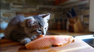 Cat First Taste of Salmon  Too Cute to Handle  ASMR [upl. by Preston]