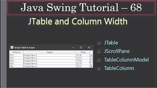 JTable amp Column Width  Swing Tutorial 68 [upl. by Aven]