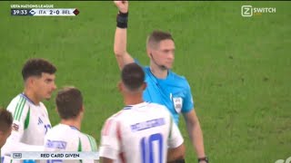 Cartellino rosso Lorenzo Pellegrini Italia vs Belgio 22 Tutti i gol e gli highlights estesi [upl. by Aettam]