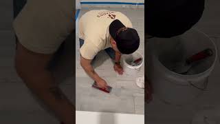 Grouting Bathroom Floor 12x24 Porcelain diy tutorial grout construction grouting tile shower [upl. by Ahlgren]