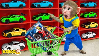 Monkey Koko makes Jelly and Go Shopping Car amp Race On Colorful Slide  KUDO KOKO CHANNEL [upl. by Kcirrem]