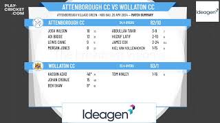 Nottinghamshire Premier League  Premier League  Attenborough CC v Wollaton CC [upl. by Solley]