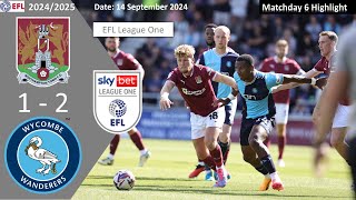 Northampton Town 12 Wycombe Wanderers Matchday 6 202425 EFL League One Highlight [upl. by Burke]