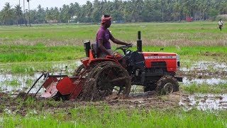 Mini Tractor VST180D HS 4W Puddling Excellent Miniature Paddy Tractor  Palleturi Village [upl. by Gans]