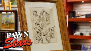 Pawn Stars CHACHING Seller Makes Bank on Rare French Sketch Season 18 [upl. by Eixam492]