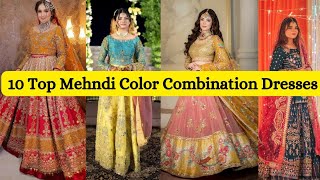 10 Top Mehndi Color Combination Dresses Design 2024  Mehndi dress designs [upl. by Asila]