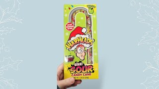 25 days of Christmas December 8th 2023 Snacks Warheads Giant Sour Candy Cane Green Apple [upl. by Schnabel]