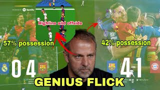 Hansi Flicks different tactics against Real Madrid and Bayern Munich Tactical master [upl. by Kellby]