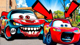 ⚠️Big amp Small vs Epic Escape⚠️McQueen and Tank Mater VS Long Bus Lightning McQueen in BeamNGDrive [upl. by Ahsaetan]