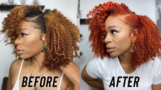 Coloring MY NATURAL HAIR GINGER AGAIN  with no bleach frfr  curls still healthy [upl. by Lilllie]