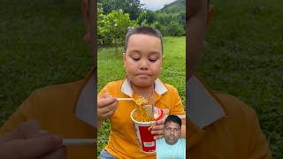 Noodles eating technique mukbang funny food eating survival camping noodles shorts [upl. by Neelrac]