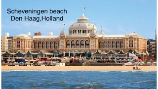 Den Haag beachHolland  Scheveningen beach walking tour4K [upl. by Aicina]