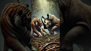 Epic Tiger vs Rhino Battle Who Reigns Supreme AnimalFight Wildlife NatureShowdown [upl. by Ramsa712]