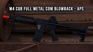 Teste do Rifle de Airsoft M4 CQB FULL METAL com Blowback da APS  Ventureshop Review [upl. by Sweeney474]