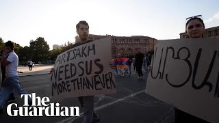 NagornoKarabakh Armenians hold talks with Azerbaijan amid protests in Armenia [upl. by Erej]