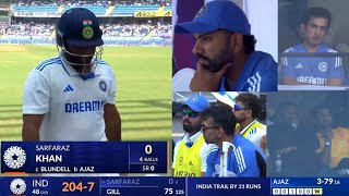 Rahul Rohit and Gambhir angry after Sarfaraz Khan got out for duck 04 in Ind vs Nz 3rd test match [upl. by Reema]