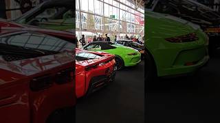 Two ferraris with porsche sportscars supercars millionaire luxurylifestyle rich bolognafair [upl. by Skoorb]