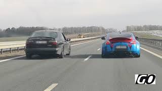 Nissan 370Z vs tuned Saab 95 23T [upl. by Ellehcsar459]