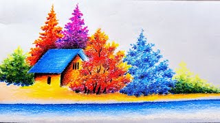 Beautiful landscape drawing easyBeautiful landscape drawing painting [upl. by Ariday179]