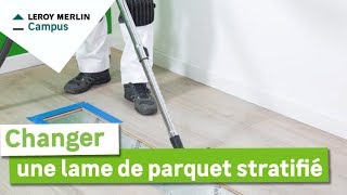 Comment changer une lame de parquet stratifié  Leroy Merlin [upl. by Elleirda]