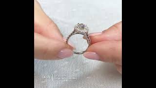 307ct Oval Lab Diamond Scalloped Double Edge Halo Ring [upl. by Idyh]