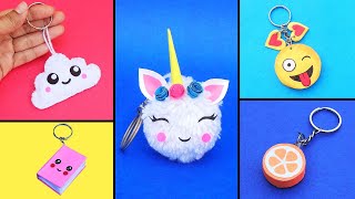 5 DIY Cute amp Easy Keychains How to make Keyrings at home Best out of waste [upl. by Bunder701]