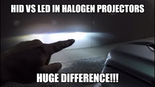 LED vs HID in Factory Halogen Projector Headlights [upl. by Suoirrad]