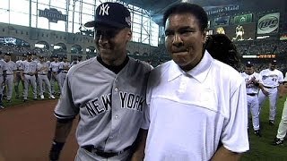 ALNL Muhammad Ali helps throw out the first pitch [upl. by Etiuqal808]