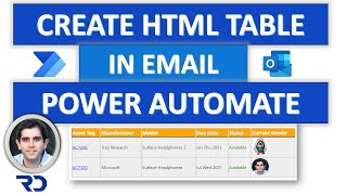 Power Automate flow HTML Table Formatting in Email  Flows amp SharePoint [upl. by Tiffa]