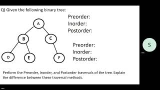 Perform the Preorder Inorder and Postorder traversals of the tree اجتاز الشجرة باستخدام الترتيب [upl. by Dettmer]