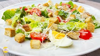 Салат quotЦЕЗАРЬquot Самый Простой и Вкусный Салат Простая Заправка БЕЗ ЯИЦ [upl. by Benny]