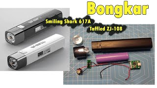 Bongkar senter smiling shark 617A taff led zj108d mini usb [upl. by Merce311]