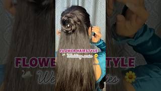 Flower hairstyle🎀🌸reels hairstyle volumestyle shortvideo wedding easyhairstyles new [upl. by Nahama]