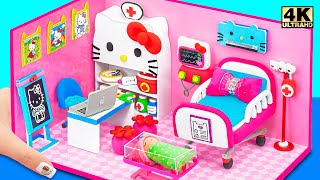 How To Make Hello Kitty Pink Hospital Room DIY Doctor Set Medical Kit from Polymer Clay Cardboard [upl. by Honoria3]