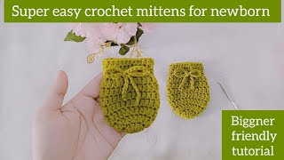 how to crochet mittens for newbornsuper easy crochet gloves tutorial [upl. by Derte]