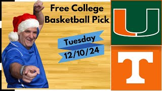 Miami vs Tennessee  College Basketball Free Pick Tuesday 121024  Picks And Parlays [upl. by Chapel286]