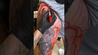 Joeys FULL LEG SLEEVE Phase 2 tattoo tattooideas tattoodesigns tattooart freehandtattoos [upl. by Aday791]