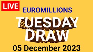 The National lottery Euromillions Draw Live Results Tuesday 05 December 2023 [upl. by Schramke]