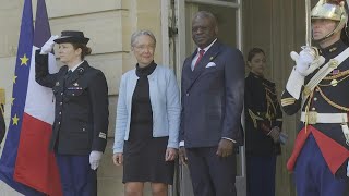 Borne reçoit le Premier ministre congolais Anatole Collinet Makosso à Paris  AFP Images [upl. by Godber]