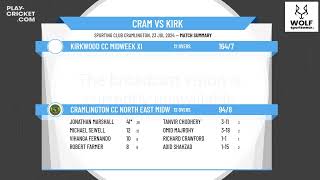 Cramlington CC North East Midweek XI v Kirkwood CC Midweek XI [upl. by Ritch]