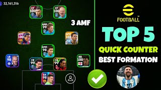 Top 5 Quick Counter Best Formations In eFootball 2024 Mobile  4132 formation efootball 2024 [upl. by Zeidman]